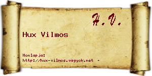 Hux Vilmos névjegykártya